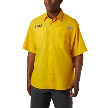 Pánské Košile Columbia Collegiate PFG Tamiami Short Sleeve - LSU Žluté JDNYFR297